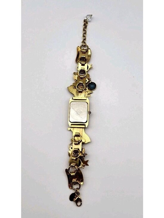 Kirks Folly 4th of July Patriotic Goldtone Charm Bracelet Wristwatch Watch VTG main image 6